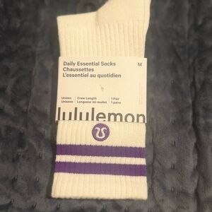 lululemon athletica Cream and Purple Crew Socks
